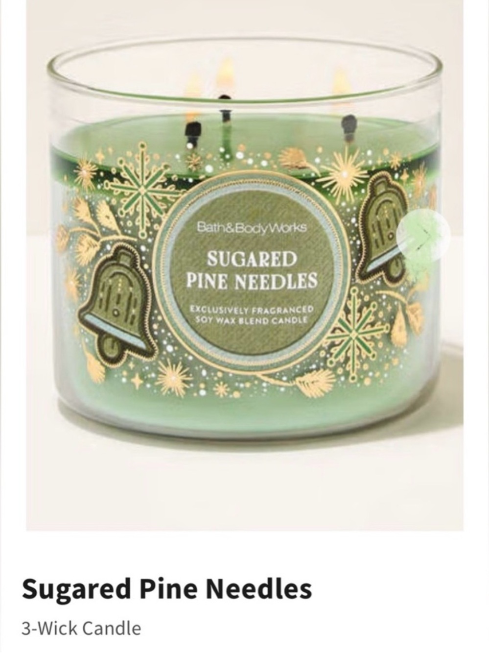NIB Bath & Body Works “Sugared Pine Needles” 3-Wick Candle w Decorative Lid